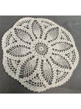 Handmade Vintage Crochet Doily 13" Diameter Intricate Lace Design Off-White